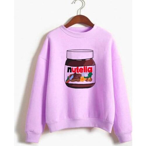 Harajuku Long Sleeve Korean Pullover Hoodie Sudadera Mujer Women Clothes WomenS Sweatshirt Funny Nutella Hoodies