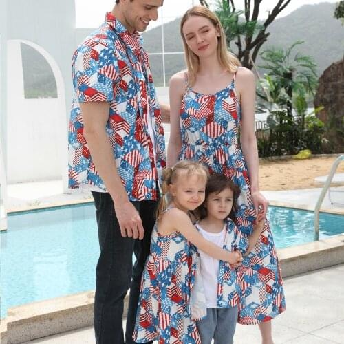 Summer Print Family Clothes Mothers Day Wear Cotton Matching Couple Outfits Mom Daughter Dad and Son Match Pullover Party Look