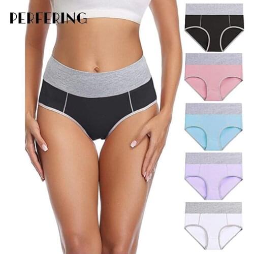 M~5XL Plus Size Panties For Women Underwear High Waist Briefs Abdomen Cotton Underpants Solid Breathable Summer Female Intimates