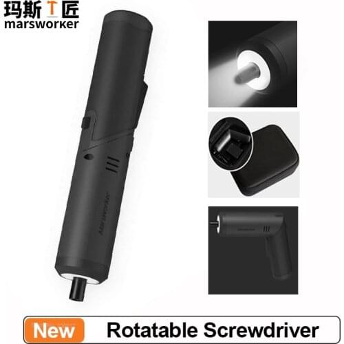 MarsWorker Electric Screwdriver 32Pcs Steel Bits USB Rechargeable Battery Straight Curved Handle Screwdriver With Storage Bag