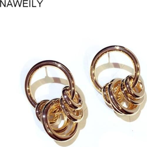 Fashion Gold Silver Color Geometric Earrings Statement Drop Earring For Women Modern Jewelry Party Gift