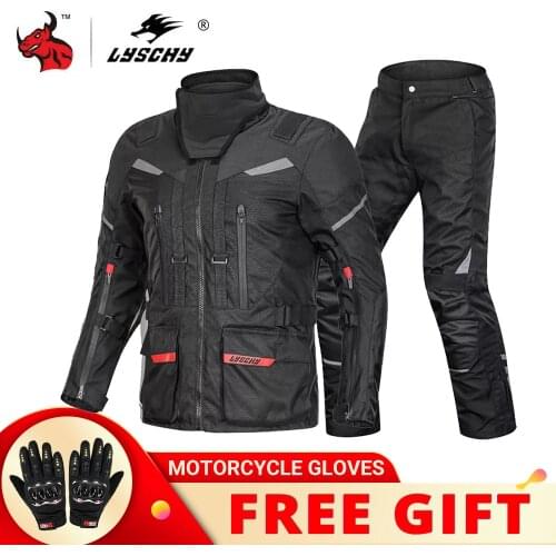 LYSCHY Motorcycle Pants Windproof Moto Pants With Knee Protective Gear Wearable Motocross Pants Riding Trousers For 4 Seasons