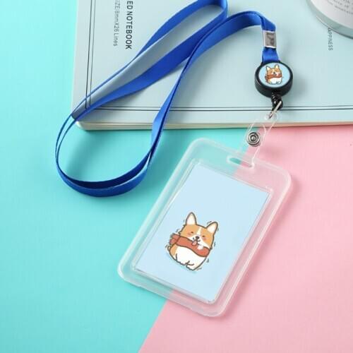 Cartoon Plastic Bus ID Card Holder Case Badge Retractable Reel Neck Strap Lanyard 20CA