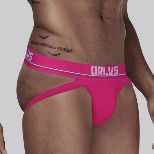 ORLVS Men Thong Sexy Jockstrap Cotton U Pouch Breathable Men Underwear Comfortable Underpants Gay Underwear Cueca Tanga OR405