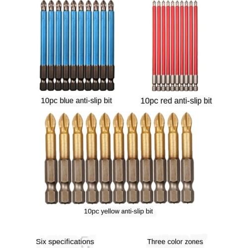 High Quality 5Pcs/10Pcs S2 Titanium Anti Slip Batch Nozzle Pneumatic Screwdriver Electric Head Proof Cross Set