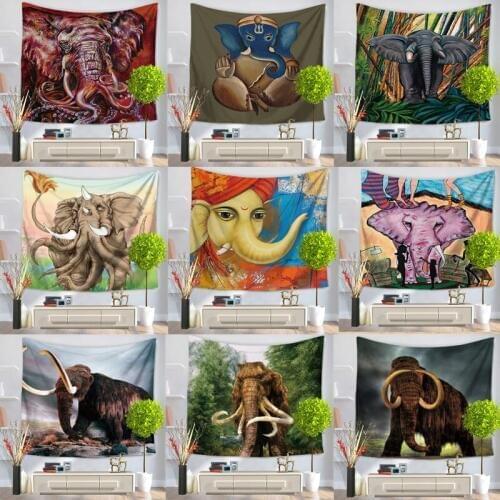 Elephant Wall Hanging Carpet Tapestry Rectangle Bedspread Mammoth Animal Pattern Home Decorative