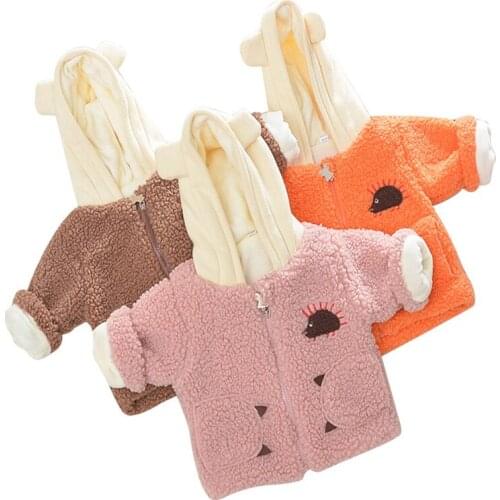 Baby girl winter new pure cotton wool sweater coat girl cartoon hedgehog hooded coat girl baby thickened warm woolen coat