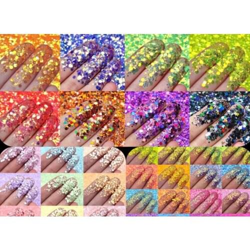 50g+ Glitter Nail Art POOL PARTY NAIL GLITTER 0.mm/0.4///Mix Chunky Iridescent 16colors glitter,cosmetic grade, Nail Art glitter