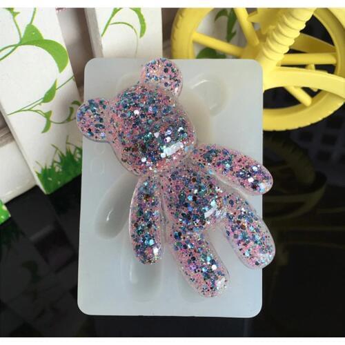 Transparent Silicone Pendant Mould Resin Bear Shape DIY Jewelry Making Tool Fondant Cake