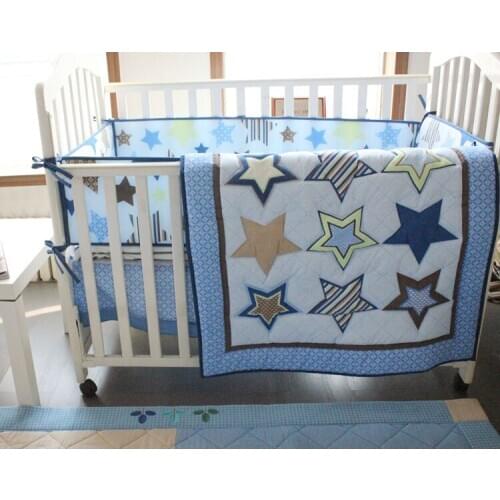 Discount! 4pcs embroidery Cot Baby Bedding Set Baby Product Cot and Crib Set,Bed Cover,include(bumper+duvet+bed cover+bed skirt)