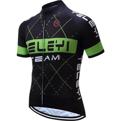 Teleyi Summer Cycling Jersey 100% Polyester Racing Sport Bike Jersey Shirt Breathable Cycling Clothing Bicycle Sportswear