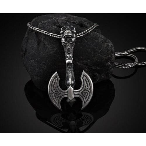 Viking Jewelry on the neck vintage axe pendant necklaces for man pirate battle axe charms Mens chain necklace