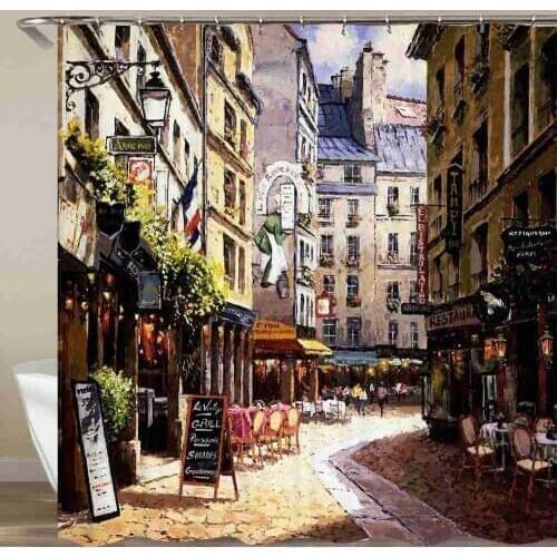 City Reflection Quiet Town Shower Curtain Rocket Liftoff Bathroom Curtain Waterproof Fabric Hook 72x72 Inch