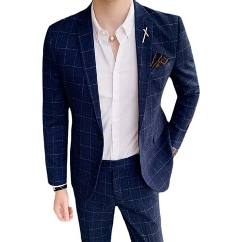 S-7XL ( 1pces Blazer ) Boutique Fashion Striped Plaid Business Suit Jacket Groom Wedding Dress Show Formal Dress Party Blazer