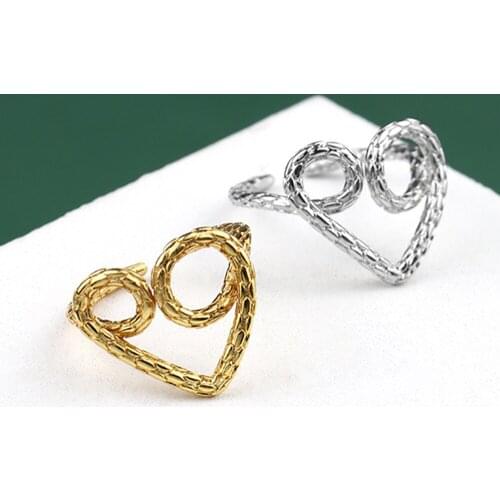 New Fashion Temperament Geometric Line Heart Love Hollow Ring Women Rings Gold Finger Jewelry Gifts