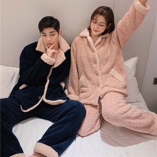 Winter Pajamas for Women Robe Sets Polyester Turn-down Collar Solid Long Sleeve Sleepwear Women Pajama Set Plus Size