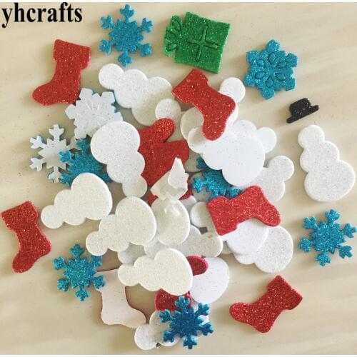 1bag/LOT,Snowflake snowman stock gift box glitter foam stickers Early learning educational craft diy toys Kids room ornament OEM