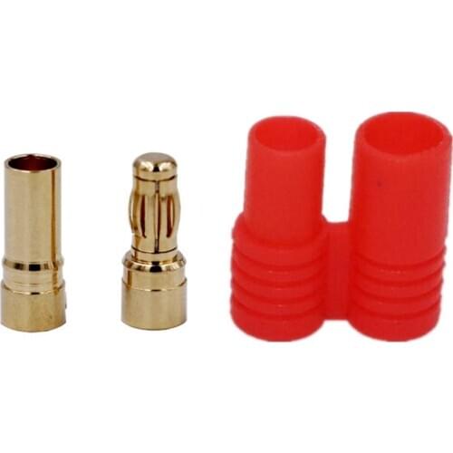 10pair/lot 3.5mm Gold Plated Bullet Banana Connector Plug with Red Housing for RC Battery parts 20% off