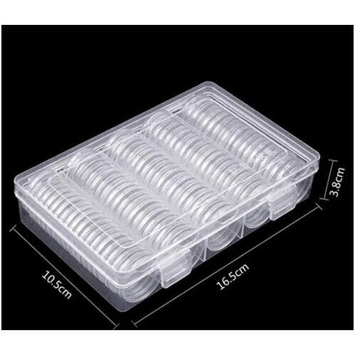 100Pcs/Box Coin Box Clear 30mm Round Boxed Holder Plastic Storage Capsules Display Cases Organizer Collectibles Gifts