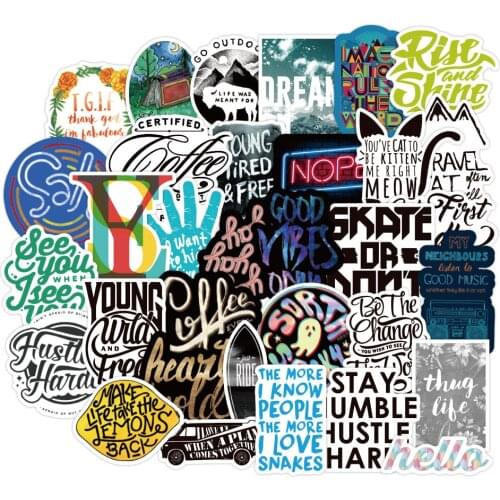 100PCS Life Quotes Fonts Typography Stickers For DIY Travel Case Laptop Skateboard Guitar Luggage Decals Graffiti Sticker F3