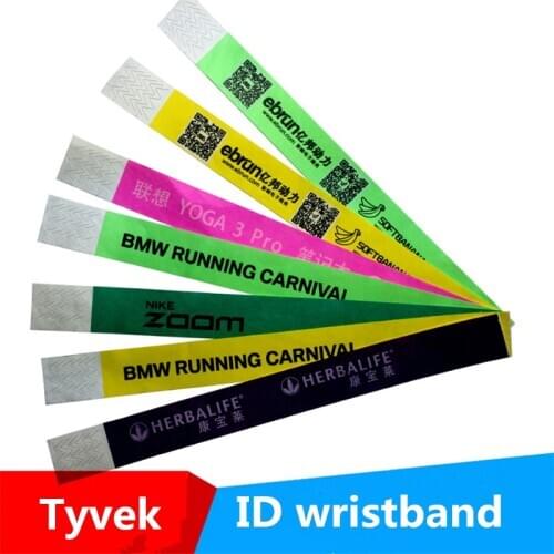 100pcs custom logo tyvek wristband for events party printing tyvek paper wrist band cheap customized ID bracelet for entrance