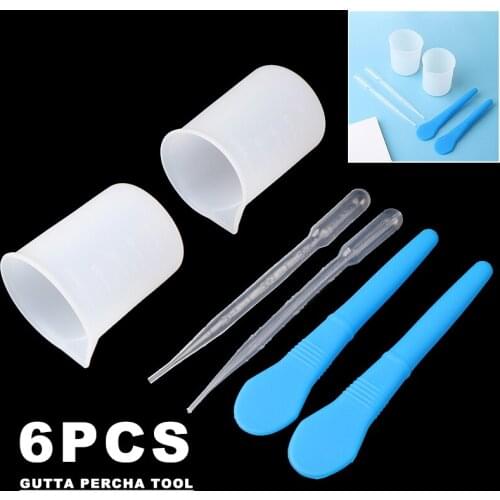 6Pcs/Set Measuring Cup Dropper Stirring Stick Tools 100ML Silicone Cup DIY Craft Epoxy Making Tool DIY Jewelry Resin Glue Tool