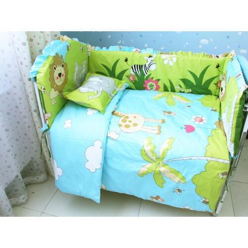 Promotion! 9PCS Whole Set Cotton Baby Crib Bedding Set for Girls Boys Newborn Baby Bed Linen cercado bebe ,120*60/120*70cm