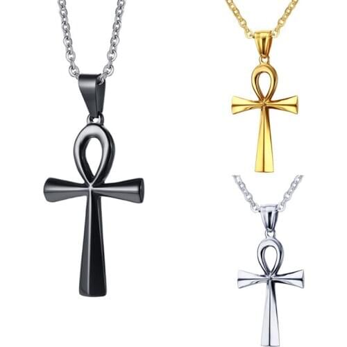 Ankh Crucifix Necklaces Pendants Amulet Pendant Egyptian 316L Stainless Steel Symbol of Life Cross Necklace Jewelry Gifts Chains