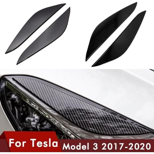 Automobile decorative lamp eyebrow for tesla model three 2017-2020 Decorative strip for car front light eyebrow 2pcs/set mode 3