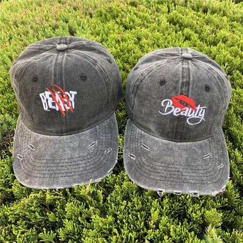 Beast Beauty Letter Embroidery Hole Lips Men Baseball Cap Shading Adjustable Unisex Couples Snapback Caps Dad Hat