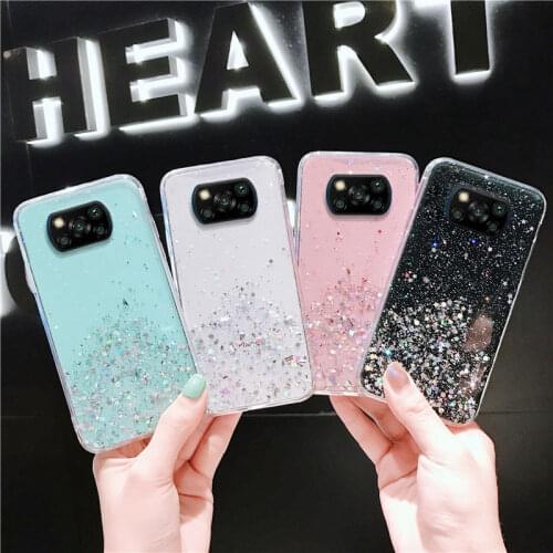 Silicon Case For Xiaomi Poco X3 Pro Cases Glitter Epoxy Phone Funda Poco X3 NFC 2020 F3 M3 Pocophone F1 F2 X2 PocoX3 X3Pro Cover