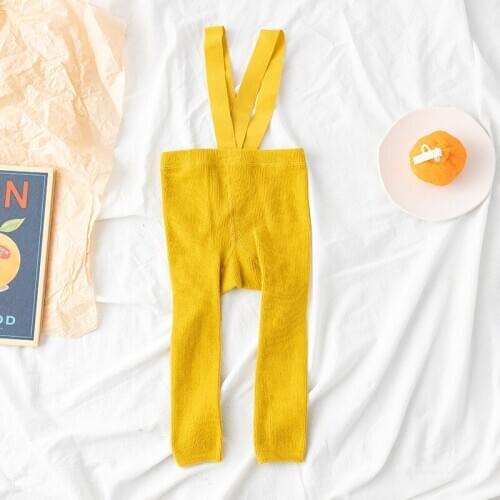 Baby Suspender Leggings High Waist High Elasticity Solid Color Pure Cotton Keep Warm Simple Style Spring Clothing Accessories