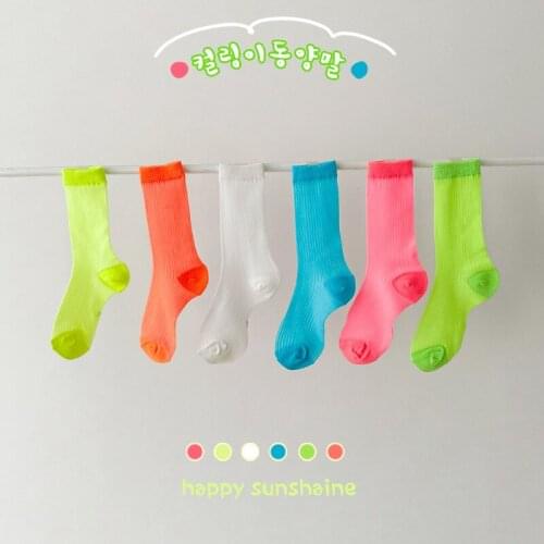 Childrens Socks Spring Summer Fall Thin Pure Color Card Silk Socks Sliver Cotton Childrens Mesh Socks Fashion Baby Socks 0-8Y