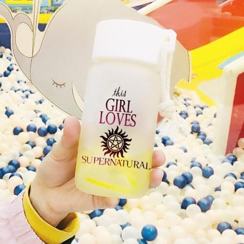 This Girl Loves Supernatural Glass Water Bottle 110z Environmentally Travel Bottle Sport Healthy Lemon Water Bottle