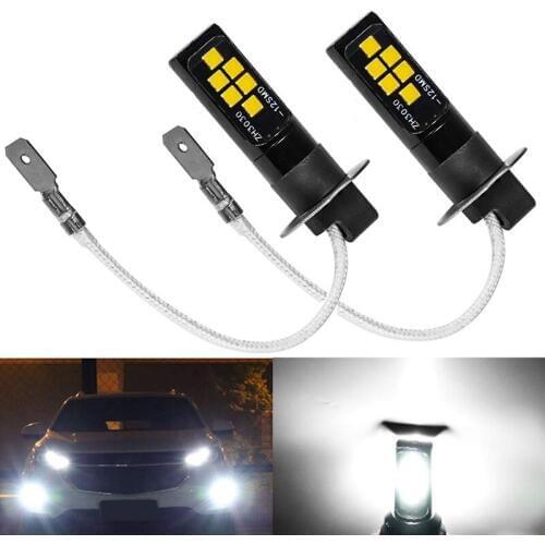 H3 Led 12V 12Smd Light Bulb 3030 Chipset,W5W Bulb 194 Led Bulb For Fog Lights White Pack Of 2