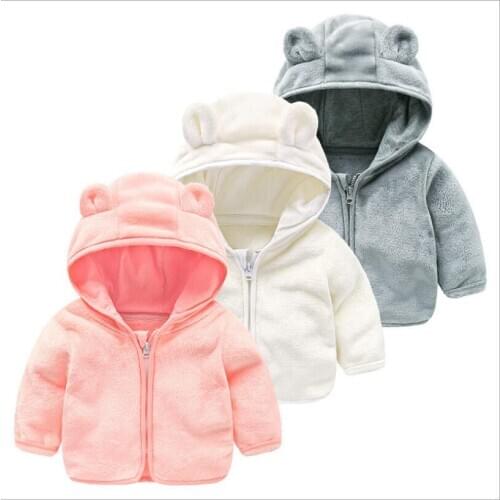 Newborn Infant Baby Boys Girl Cotton Cartoon Ear Hooded Pullover Long Sleeve Tops Warm Clothes Coat