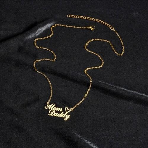 Personalized Customized Staggered Two Names Heart Custom Stainless Steel Name Mirror Surface Nameplate For Women Gifts Wholesale