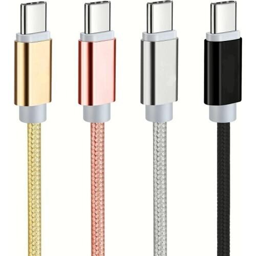 1pcs USB Type C Cable Braided Data Fast Charger Cable for USB Type-C Devices Mobile Phone Accessories