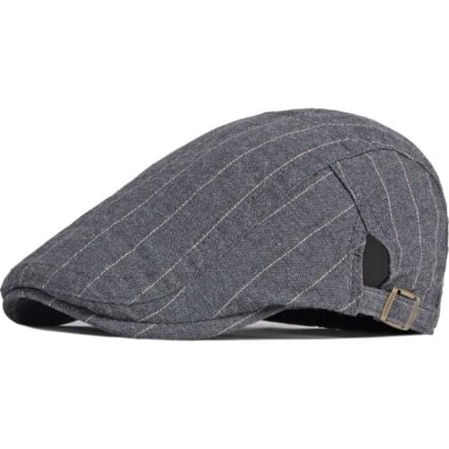Classic Stripe Flat Caps For Men Spring Summer Visor Peaked Berets Hat Thin Herringbone Newsboy Cap For Women Unisex Adjustable