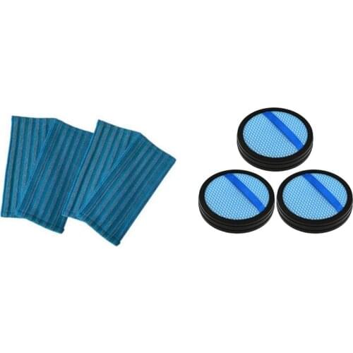 3Pcs for Motor Pre-Filter Washable HEPA Filter with 4-Pack Mop Cloths for Vacuum Cleaner Cloths