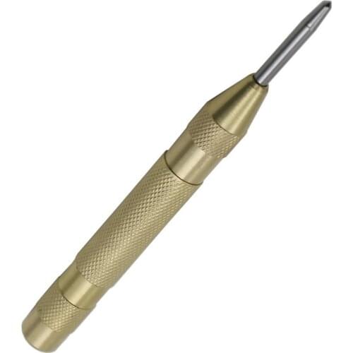 1PCS 5" inch Brass Automatic Center Punch Spring Loaded Chrome Rivet Screw Mark Hole