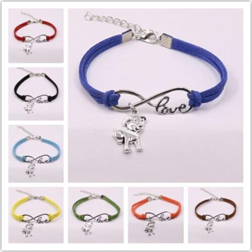 Dog Charm pendant Animal Heart Infinity Love Charm Bracelets Women Men Girl Boy Unisex Silver Jewelry Gift Many Styles