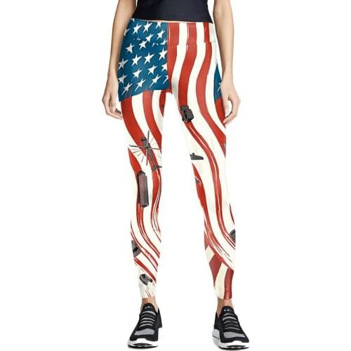 Gym Clothing Womens Independence Day Printing Wear Leggings Sport Women Fitness High Waist Sports Long Pants Stretchy Trousers