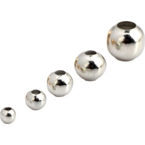 OlingArt Iron Round 2.4/3.2/4.0/5.0/6.0mm Plating rhodium Spaced beads Bracelet necklace earring DIY jewelry making necessity