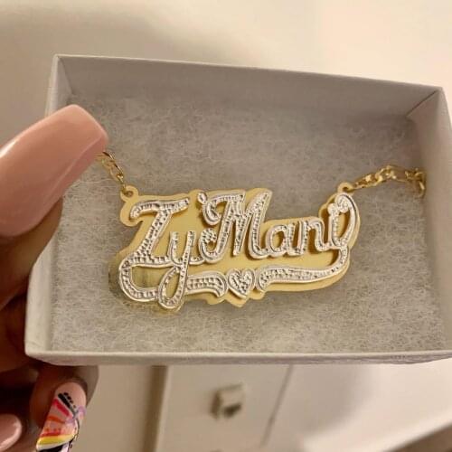DOREMI 3D hip-hop Style Custom Name Necklace Layered Personalized Double color Nameplate Necklace Jewelry For Women Gift