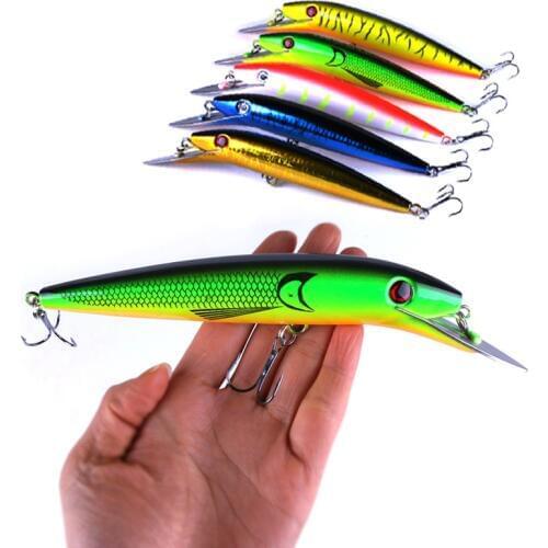 1PCS Long 19.7cm 45g Wobbler Minnow Fishing Lure Big Crankbait 2# Hook 3D Eyes Bass Trolling Artificial Hard Baits Pesca