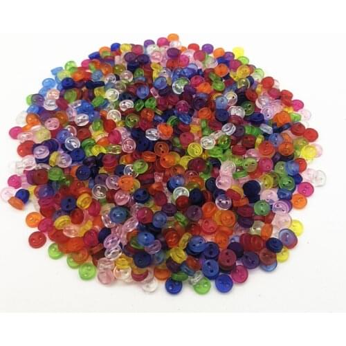 250pcs 5mm Transparent Clear Round 2 Holes Resin Mini Buttons Sewing Tiny Doll Clothing Button For Scrapbooking 9 Colors