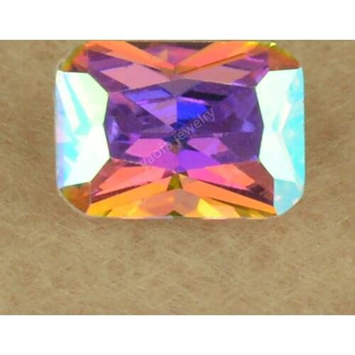 Sale 3X5~13X18mm Plating Rainbow AB Color Cubic Zirconia Synthetic Gems Rectangle Octangle Shape Cut Loose CZ Stone For Jewelry