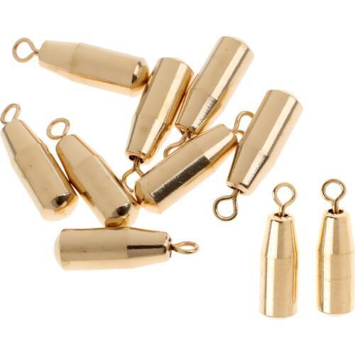 10Pcs Fishing Brass Sinkers For Texas Rig Bullet Shape Weights Drop Shot Slider Sea Snag Fishing Tackle1.8g 5g 10g
