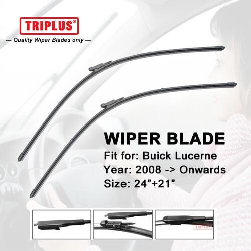 Wiper Blade for Buick Lucerne (2008-Onwards) 1set 24"+21",Flat Aero Beam Windscreen Wiper Frameless Soft Boneless Wiper Blades